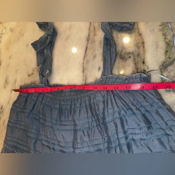 NWT Altar’d State Size Medium Blue Textured Striped Tie Straps Dress - Picture 8 of 14